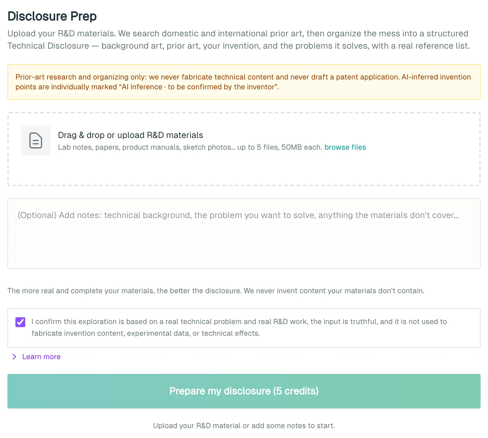 The Invention Disclosure Preparation form