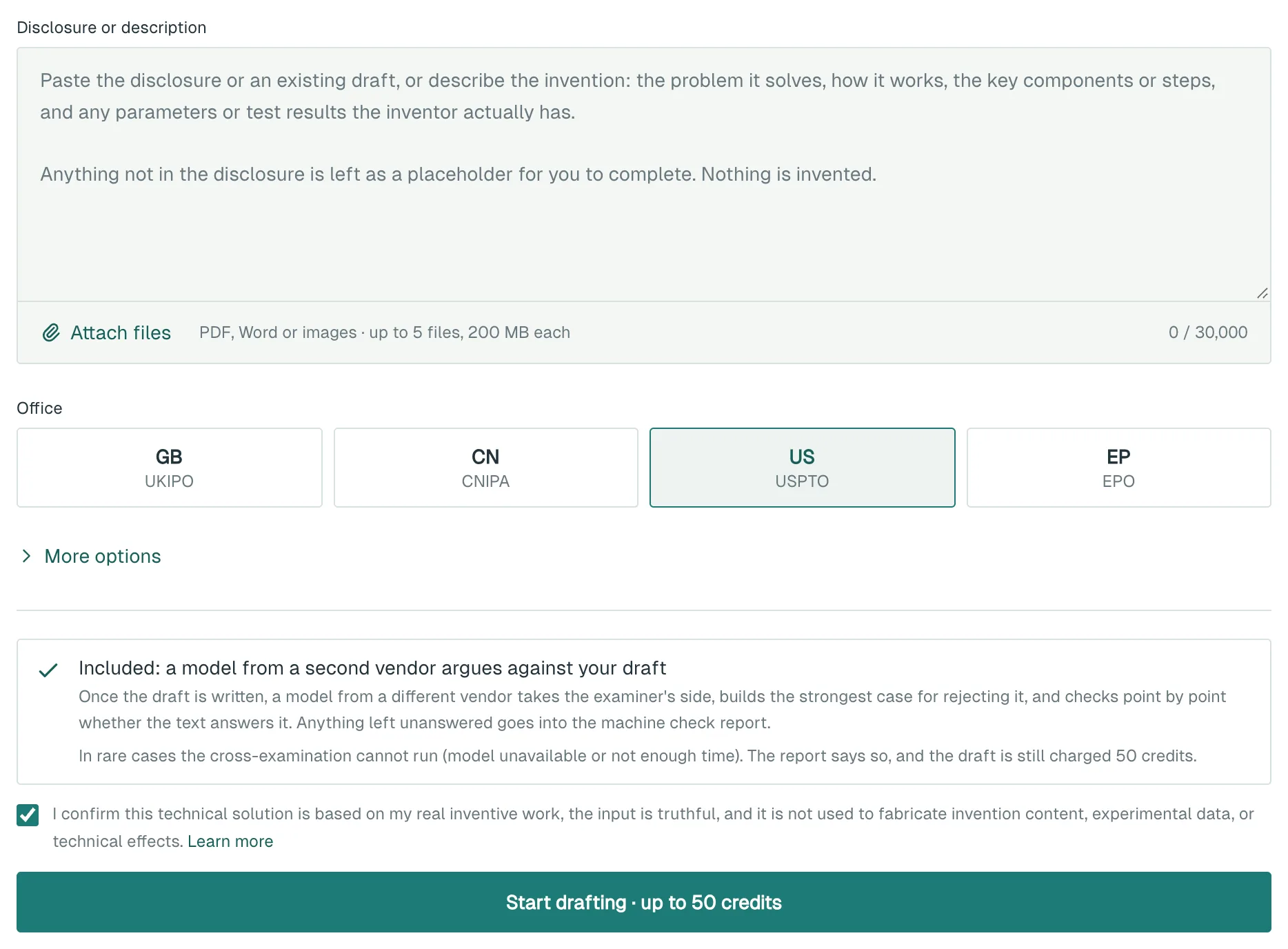 The Patent Application Drafting form